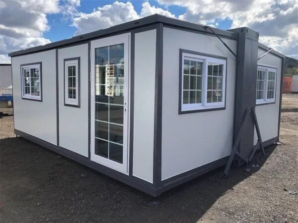 19x20ft Portable Prefab Tiny Home Mobile, Expandable, for Various Uses - Hotel, Office, Guard House, Shop, Villa,Warehouse, 19x20FT (3 Bedrooms,1 Living Room,1 Bathroom,1 Kitchen)