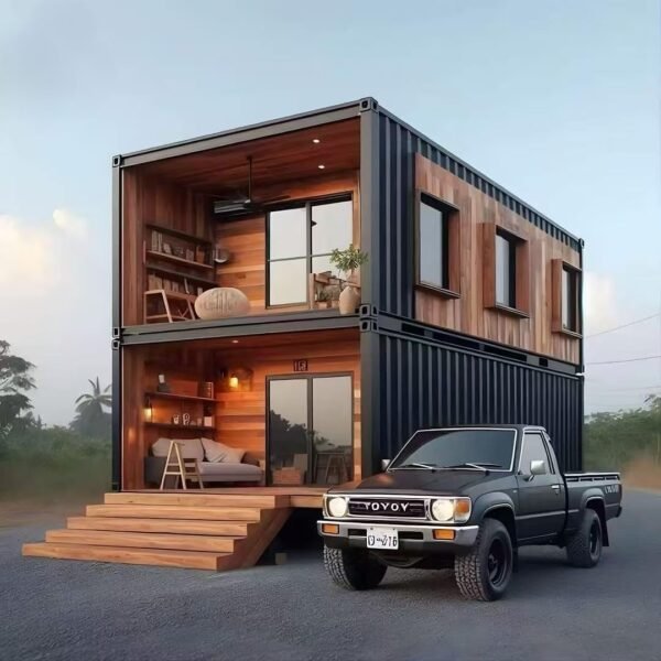 2 Storey Portable Expandable Prefab House Tiny Homes to Live in for Adults Mini Foldable Container House Mobile Home Modular Homes Mini Live Houses Double Floors Prefab Space
