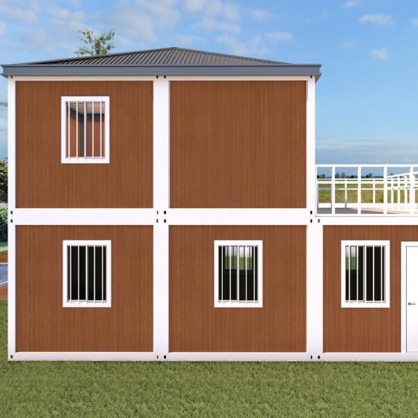 2 Story Mobile Tiny Home with 2-4 Bedrooms Bathroom Kitchen Living Room Modular Prefab Container House for Adults Portable Luxury Expandable Prefabricated Villa with Outdoor Stairs