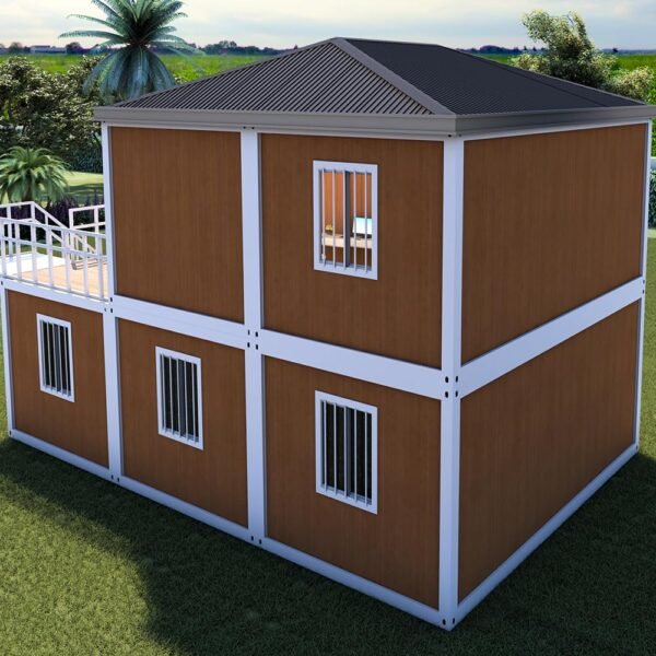 2 Story Mobile Tiny Home with 2-4 Bedrooms Bathroom Kitchen Living Room Modular Prefab Container House for Adults Portable Luxury Expandable Prefabricated Villa with Outdoor Stairs