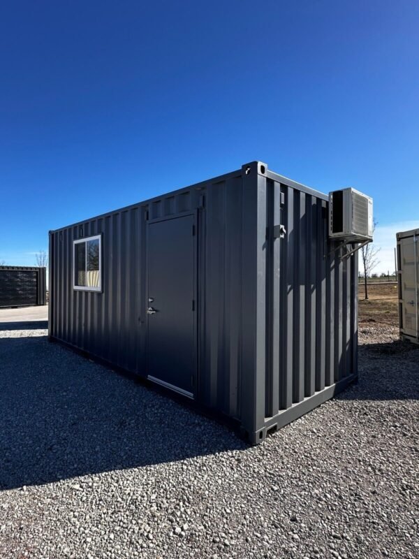 20 ft Custom Shipping Container Mobile Office 120V Slate Gray