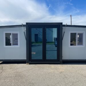 20 ft. x 19 ft. x 8 ft. Expandable Metal Storage Shed with Glass French Door and Floor and Lockable Door and Windows (380 sq. ft.)