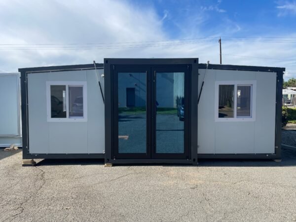 20 ft. x 19 ft. x 8 ft. Expandable Metal Storage Shed with Glass French Door and Floor and Lockable Door and Windows (380 sq. ft.)