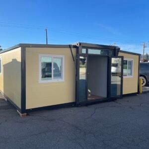 20 ft. x 19 ft. x 8 ft. Expandable Metal Storage Shed with Glass French Door and Floor and Lockable Door and Windows (380 sq. ft.)
