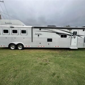 2014 Lakota Bighorn 8416, Generator, Couch, Dinette 17’ Shortwall, 4 Horse Trailer, 12' Slide.