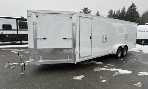 2024 E-Z Hauler 7x24 Aluminum 4-Place Drive In/Out w/Tapered Ramps, Rear Canopy