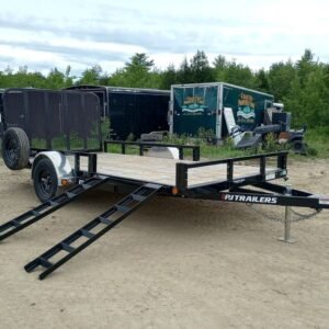 2024 PJ Trailers 7x14 Powder Coated Open Utility w/Rear Ramp Gate, ATV Side Loading Ramps