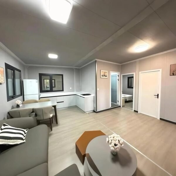 2025 Prefab Tiny Home for Sale, 19x20FT Mobile Prefabricated Tiny House with 2 Bedrooms, 1 Full Equiped Bathroom and Kitchen, Expandable Container House to Live in for Adults,...