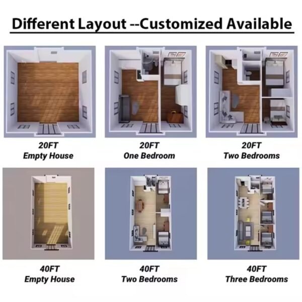 20ft 30ft 40ft Prefab Tiny Homes for Sale Expandable Container House with 2 Bedrooms Modular Design Durable Steel Construction Tiny Houses to Live in for Adults Residents with...