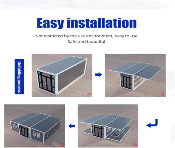 20ft/40ft Portable Expandable Tiny Home Foldable Prefab Container House with Bathroom & Kitchen 1–3 Bedrooms, Modular Cabin for Adults or Office Use