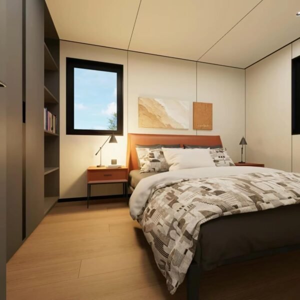 20ft Expandable Container Tiny Home, 3 Rooms with Full Bathroom, Modern Wood Exterior, Modular Design
