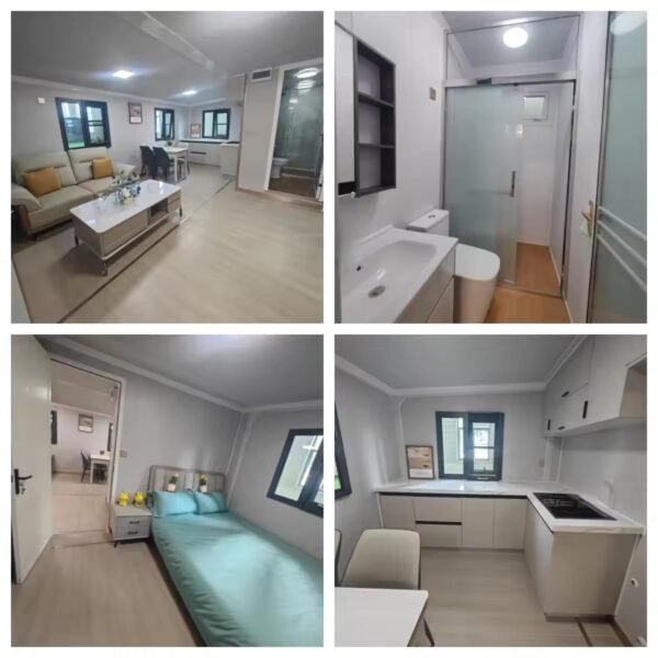 20Ft Prefab Tiny Home for Sale, Prefabricated Container House with 2 Bedrooms, Modern Tiny House to Live in for Adults with Full Kitchen & Bathroom, Mobile Foldable Tiny Home...