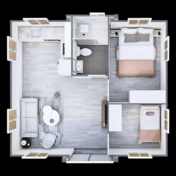 40ft House with Luxury Design, with 3 Bedroom, 1 Living Room, 1 Full Equiped Bathroom and Kitchen,Prefabricated Container House for Adults Living, Foldable Mobile Home Easy...