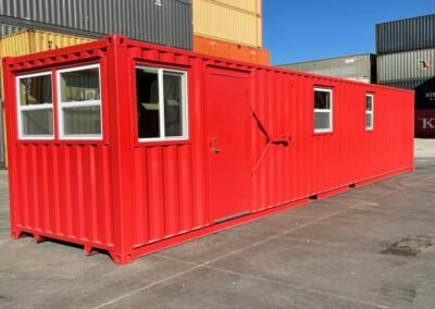 40FT Modified Shipping Container Office – 800 Sq Ft, Red, w/ Bathroom & Storage