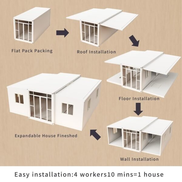 40FT Tiny House to Live in,Portable Prefab House with 3 Bedroom,1 Full Equiped Bathroom and Kitchen,Prefabricated Container House for Adults Living,Foldable Mobile Home with...