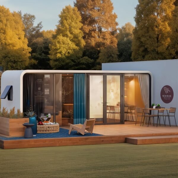 AMGUI Luxury Modern prefab Cabin - 19ft Mobile Capsule with Bedroom, Kitchen and Bathroom, Storm Resistant prefab Cabin -16 Typhoon and 12 Earthquake Proof Mobile Cabin for...