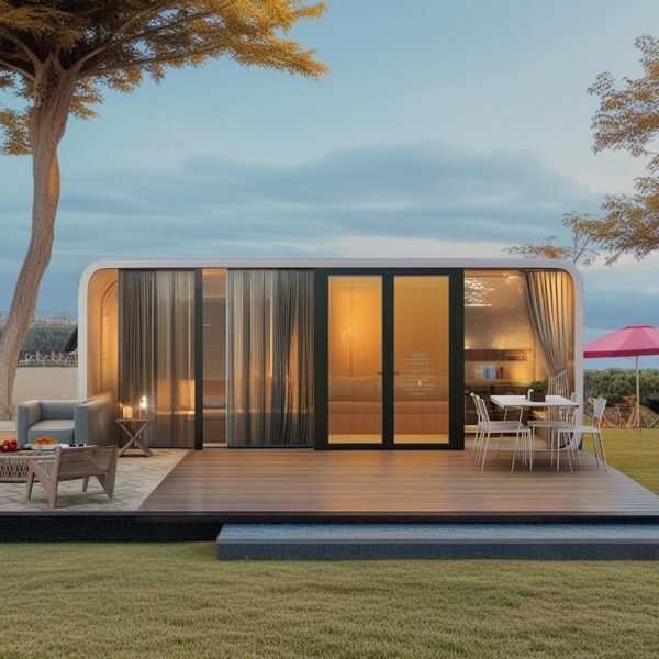 AMGUI Luxury Modern prefab Cabin - 19ft Mobile Capsule with Bedroom, Kitchen and Bathroom, Storm Resistant prefab Cabin -16 Typhoon and 12 Earthquake Proof Mobile Cabin for...