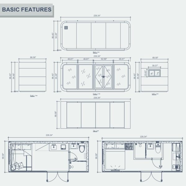 AMGUI Luxury Modern prefab Cabin - 19ft Mobile Capsule with Bedroom, Kitchen and Bathroom, Storm Resistant prefab Cabin -16 Typhoon and 12 Earthquake Proof Mobile Cabin for...