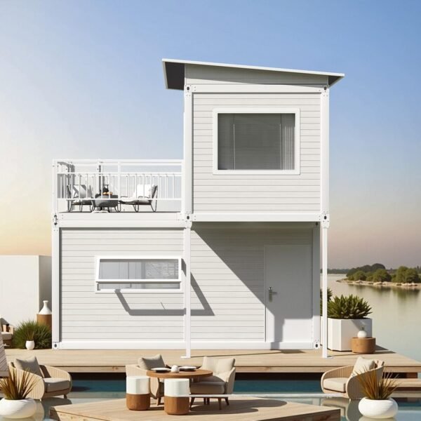 AMGUI Single Storey Tiny House: Modern Prefabricated Flat Pack House with Expandable Plastic Design, Portable Modular Home for Hotel, Office or Villa - Includes Bathroom and...
