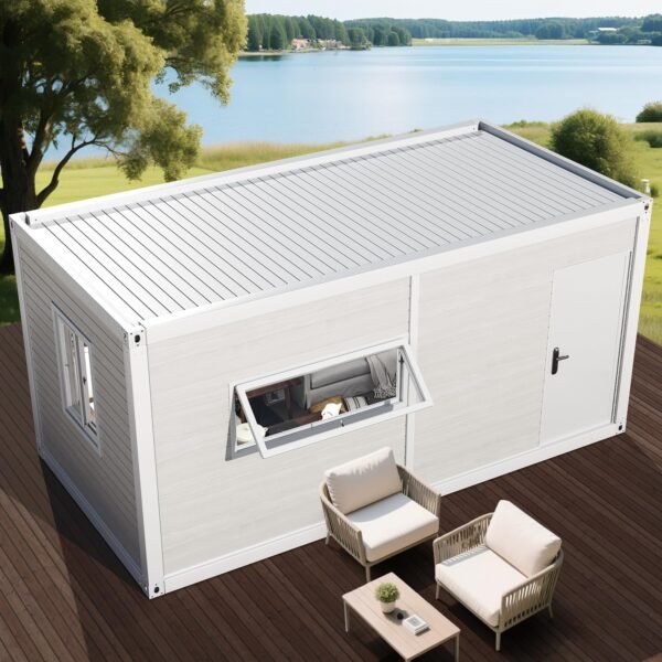 AMGUI Single Storey Tiny House: Modern Prefabricated Flat Pack House with Expandable Plastic Design, Portable Modular Home for Hotel, Office or Villa - Includes Bathroom and...