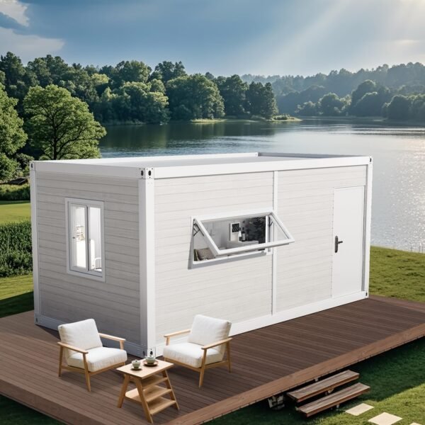 AMGUI Single Storey Tiny House: Modern Prefabricated Flat Pack House with Expandable Plastic Design, Portable Modular Home for Hotel, Office or Villa - Includes Bathroom and...