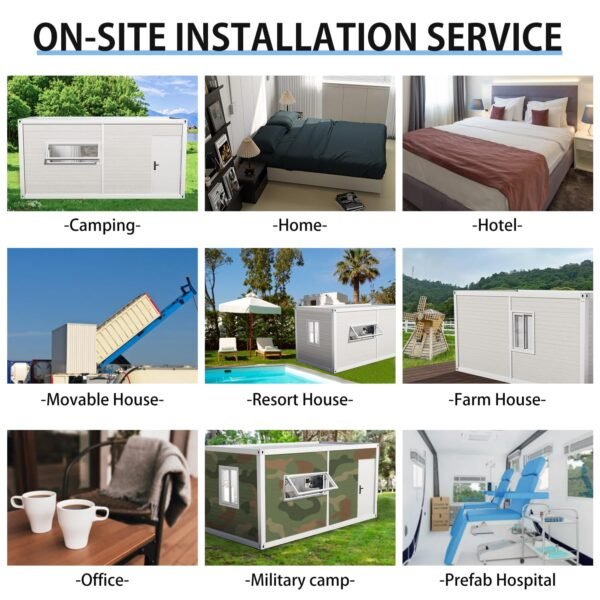 AMGUI Single Storey Tiny House: Modern Prefabricated Flat Pack House with Expandable Plastic Design, Portable Modular Home for Hotel, Office or Villa - Includes Bathroom and...