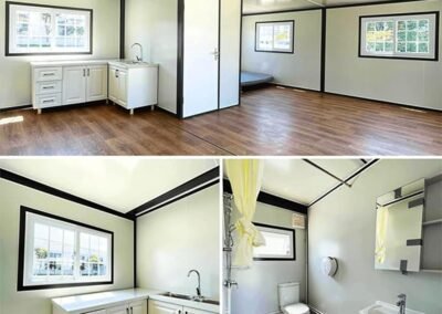 Container House Mobile Expandable Prefab Portable House with Restroom，Portable Weather Adaptive Tiny Home Outdoor Storage, Modern Sturdy Steel Storage Container Home (13 * 20 ft)