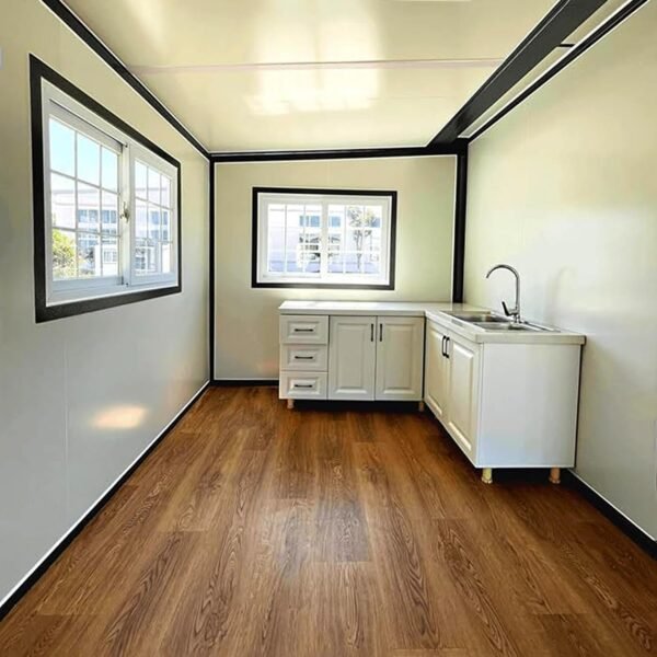 Container House Mobile Expandable Prefab Portable House with Restroom，Portable Weather Adaptive Tiny Home Outdoor Storage, Modern Sturdy Steel Storage Container Home (13 * 20 ft)