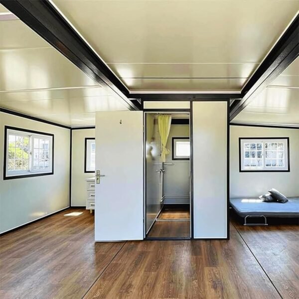 Container House Mobile Expandable Prefab Portable House with Restroom，Portable Weather Adaptive Tiny Home Outdoor Storage, Modern Sturdy Steel Storage Container Home (13 * 20 ft)