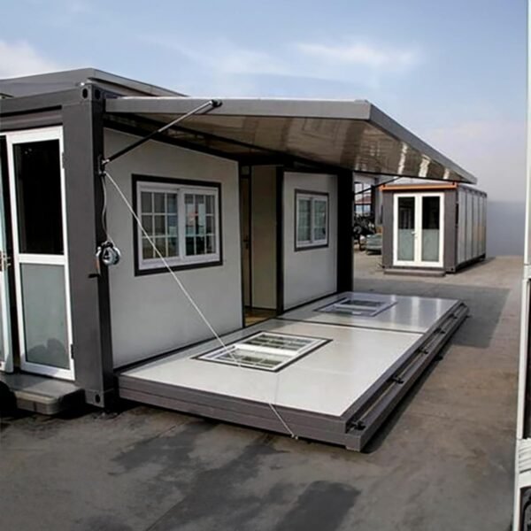 Container House Mobile Expandable Prefab Portable House with Restroom，Portable Weather Adaptive Tiny Home Outdoor Storage, Modern Sturdy Steel Storage Container Home (13 * 20 ft)