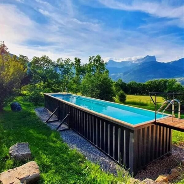 Custom Fiberglass Prefab Modular Container 20ft & 40ft Large Pool | Shipping Container Swimming Pool with Deck | Modern Outdoor Luxury Pool for Backyard Relaxation & Fitness