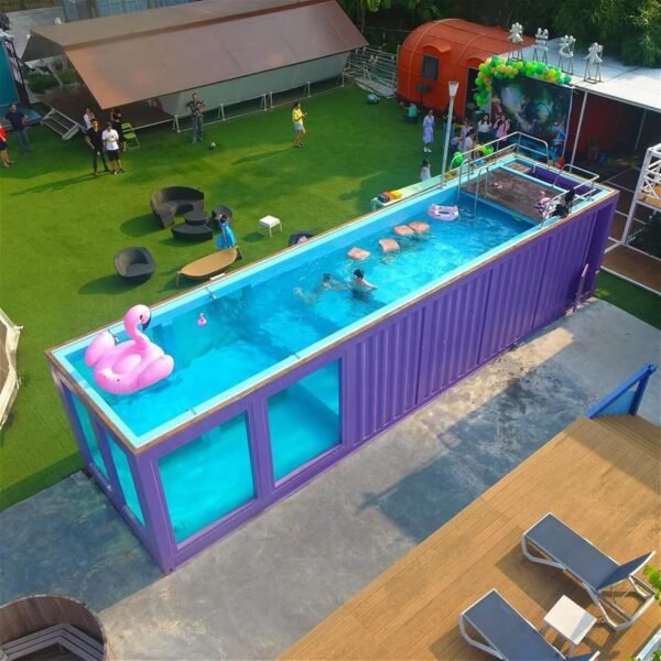 Custom Fiberglass Prefab Modular Container 20ft & 40ft Large Pool | Shipping Container Swimming Pool with Deck | Modern Outdoor Luxury Pool for Backyard Relaxation & Fitness