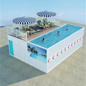 Custom Fiberglass Prefab Modular Container 20ft & 40ft Large Pool | Shipping Container Swimming Pool with Deck | Modern Outdoor Luxury Pool for Backyard Relaxation & Fitness