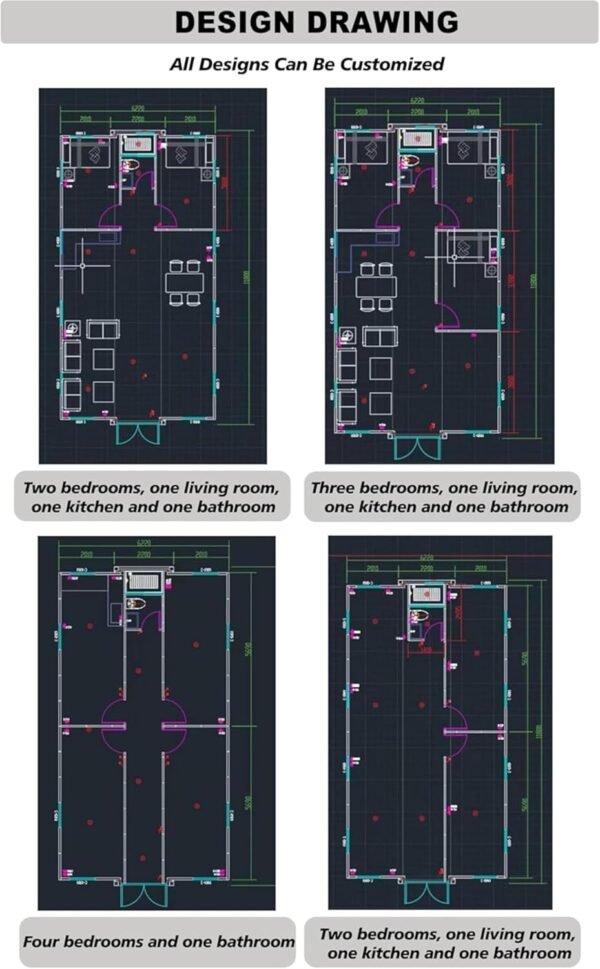 Luxury Mobile Tiny House - Foldable 20ft/40ft Prefab Container, 1/2/3 Bedroom w/Bathroom & Kitchen, Double-Wing Home on Wheels (Sale)