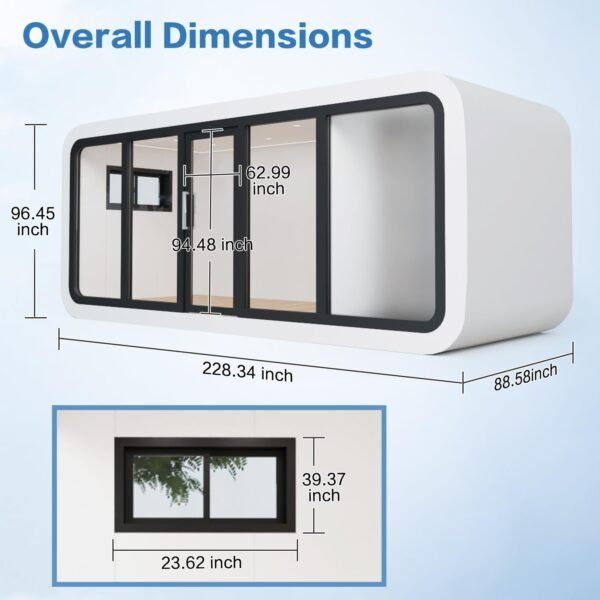 Luxury modern prefab cabin - 19ft mobile capsule with bedroom, kitchen and bathroom, storm resistant prefab cabin -15 typhoon and 10 earthquake proof mobile cabin for travel and...