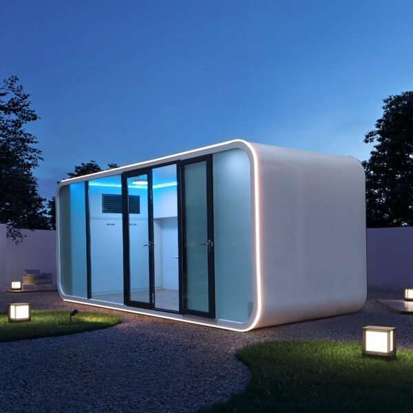 Luxury modern prefab cabin - 19ft mobile capsule with bedroom, kitchen and bathroom, storm resistant prefab cabin -15 typhoon and 10 earthquake proof mobile cabin for travel and...