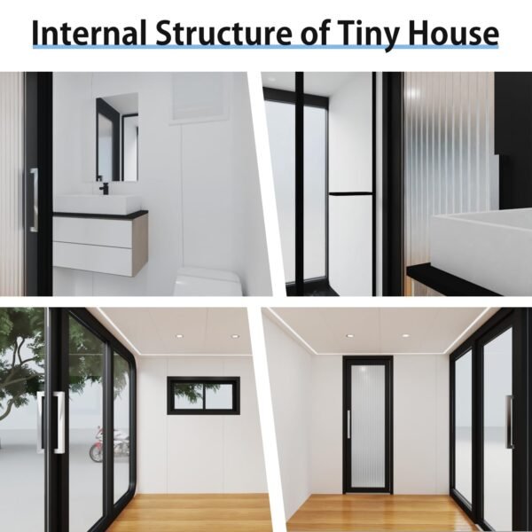 Luxury modern prefab cabin - 19ft mobile capsule with bedroom, kitchen and bathroom, storm resistant prefab cabin -15 typhoon and 10 earthquake proof mobile cabin for travel and...