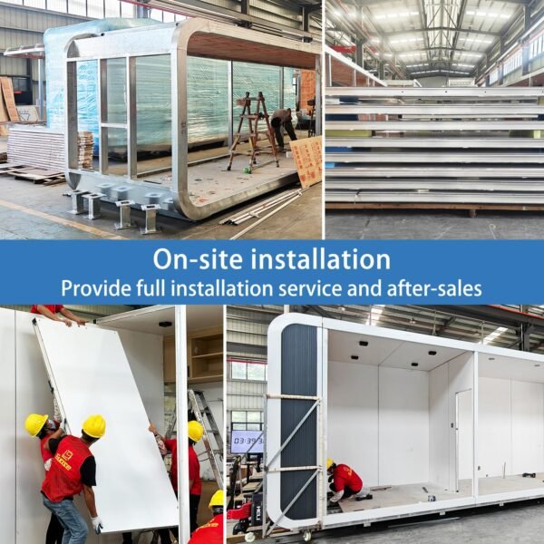 Luxury modern prefab cabin - 19ft mobile capsule with bedroom, kitchen and bathroom, storm resistant prefab cabin -15 typhoon and 10 earthquake proof mobile cabin for travel and...