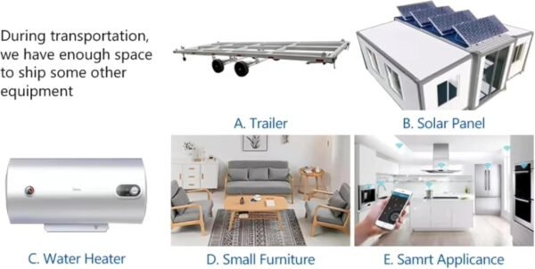 Luxury Prefabricated Tiny House - Foldable 20ft/40ft Container, 1-3 Bedrooms with Bathroom, Kitchen, Double-Wing Modular Home on Wheels (Sale)
