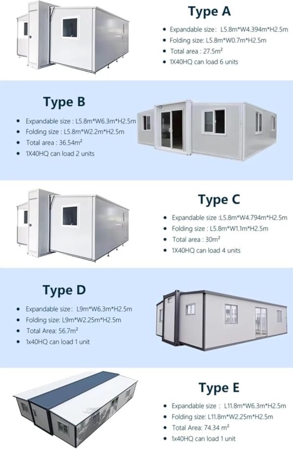 Luxury Prefabricated Tiny House - Foldable 20ft/40ft Container, 1-3 Bedrooms with Bathroom, Kitchen, Double-Wing Modular Home on Wheels (Sale)