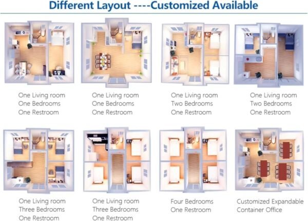 Luxury Prefabricated Tiny House - Foldable 20ft/40ft Container, 1-3 Bedrooms with Bathroom, Kitchen, Double-Wing Modular Home on Wheels (Sale)