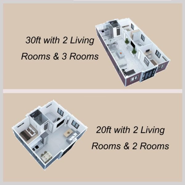 Modern Two-Story Foldable Tiny Home – Custom 20FT/40FT Prefab Container House with Stairs & Luxury Tiny House Fully Equipped Kitchen, Bathroom & 2-4 Bedrooms Mobile Expandable...