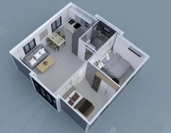Movable Expandable House 2 and 3 Bedrooms, Prefabricated Modern Home Luxury Villa, Folding Expandable Holiday Home, Outdoor Shed, Guest Room, Warehouse or Mobile Home (Black...