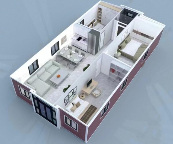 Movable Expandable House 2 and 3 Bedrooms, Prefabricated Modern Home Luxury Villa, Folding Expandable Holiday Home, Outdoor Shed, Guest Room, Warehouse or Mobile Home (Black...