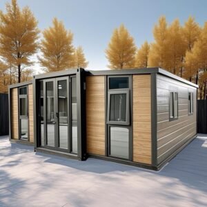 Portable Prefabricated Tiny House to Live in for Adults, 20ft Expandable Container House Mobile Foldable Home with 2 Bedrooms, Full Equipped Bathroom & Kitchen, Prefab Modular...