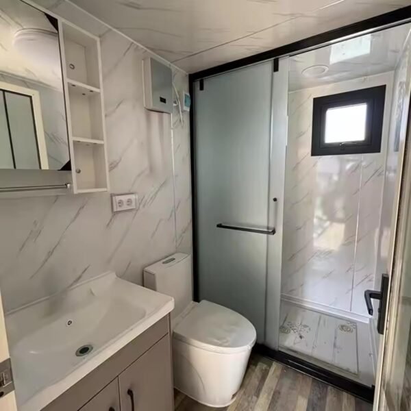Prefab Tiny Home for Sale, 20FT Expandable Container House to Live in for Adults 2 Bedroom Tiny House with Full Equipped Bathroom & Kitchen, Mobile Modular Prefabricated Tiny Home