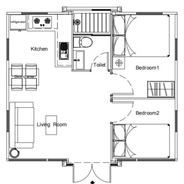 Prefab Tiny Homes for Sale, Extendable Container House Expandable Foldable Modular House with 2 Bedrooms, 1full Equipped Kitchen and Bathroom Tiny Homes to Live in for Adults