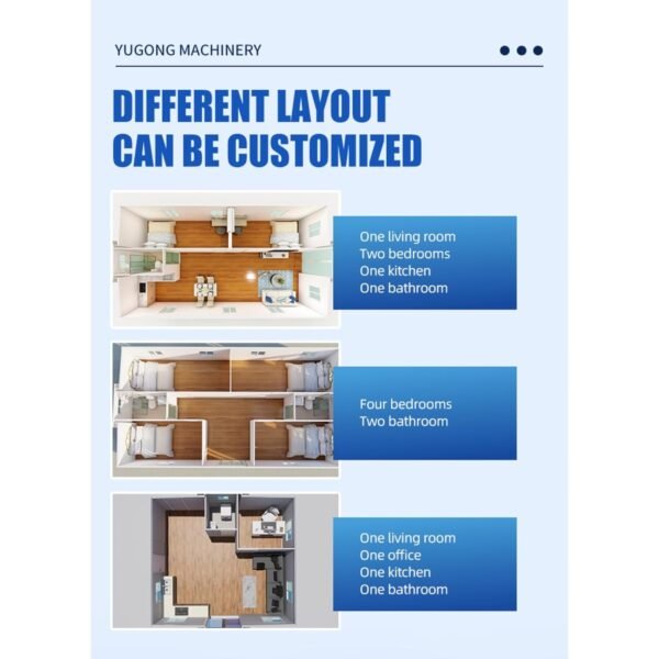 Prefab Tiny Homes for Sale, Extendable Container House Expandable Foldable Modular House with 2 Bedrooms, 1full Equipped Kitchen and Bathroom Tiny Homes to Live in for Adults