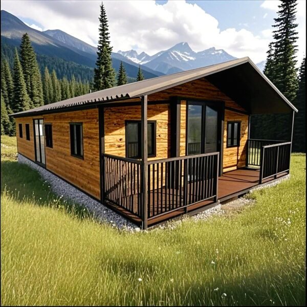 Triangular Roof Modern Prefabricated 40FT Tiny House for Adults Modular Luxury Tiny Homes with Bedroom Living Room Expandable Mobile Homes for Vacation and Comfortable Living