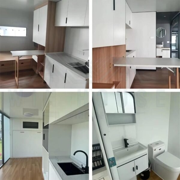 Walkmax Luxury modern prefab cabin - 19ft mobile capsule with bedroom, kitchen and bathroom, storm resistant prefab cabin -15 typhoon and 10 earthquake proof mobile cabin for...
